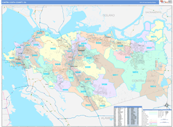 Contra Costa County, CA Wall Map Color Cast Style